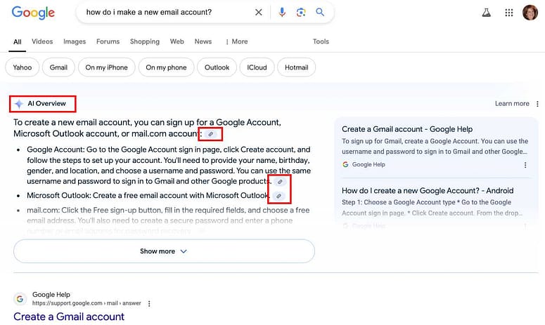 ai search results what ai search results look like